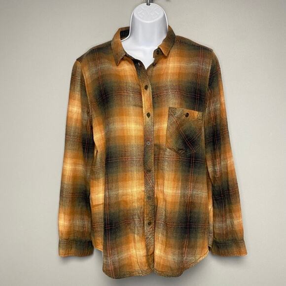BDG Tops - BDG Orange Black Plaid Swiftie Evermore Inspired Taylor Swift Flannel Sz M